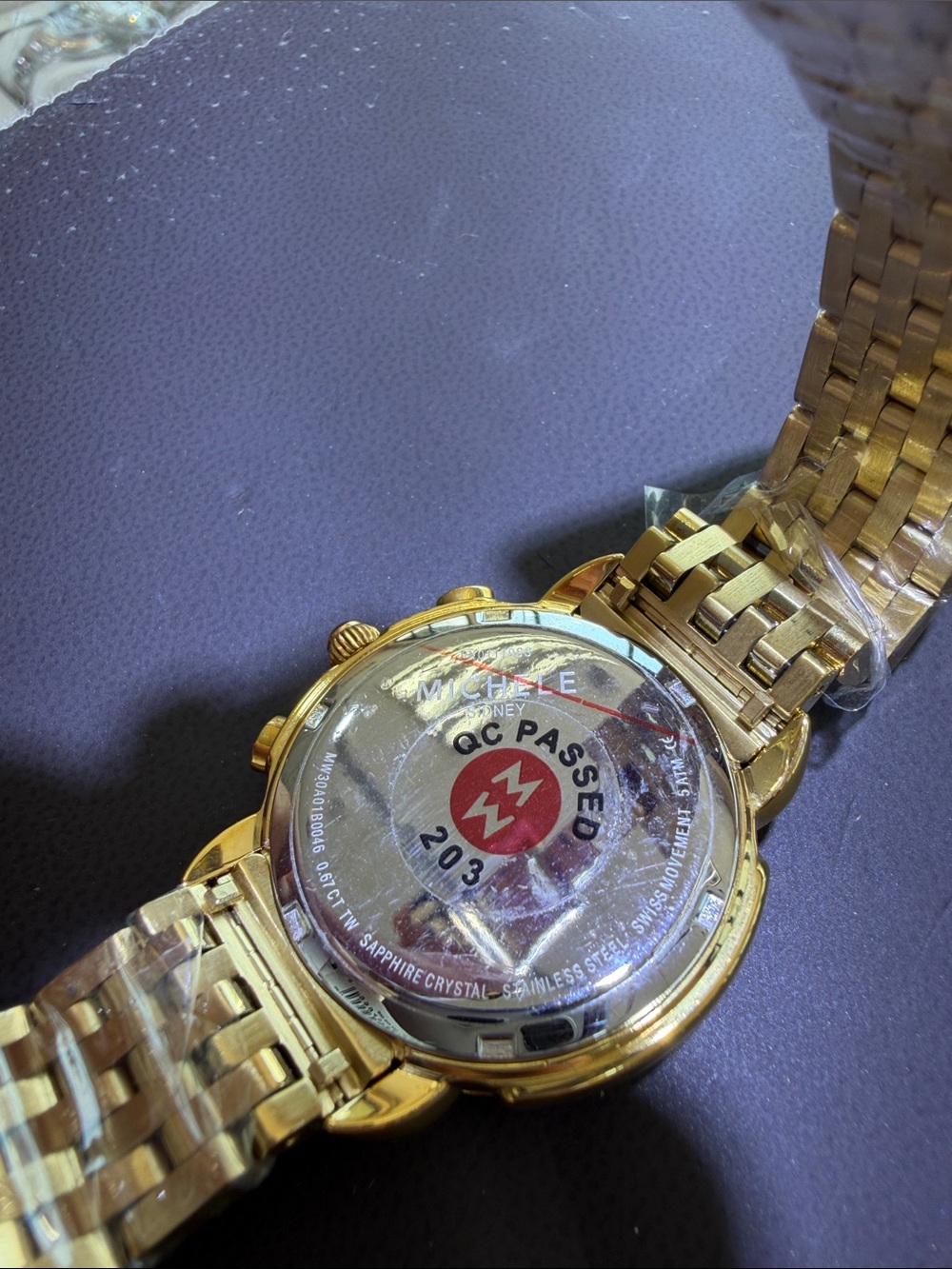 Michele Gold-Tone Diamond Accent Chronograph Watch with White Dial - Picture 10 of 14